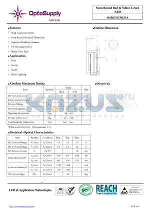 OSRGHC5B31A datasheet - 5mm Round Red & Yellow Green LED