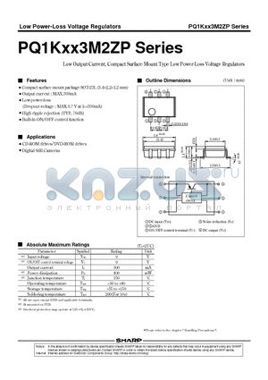 PQ1K183M2ZP datasheet - Low Output Current, Compact Surface Mount Type Low Power-Loss Voltage Regulators