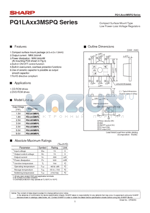 PQ1LAXX3MSPQ datasheet - Compact Surface Mount Type Low Power-Loss Voltage Regulators