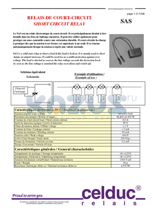 SAS datasheet - SHORT CIRCUIT RELAY