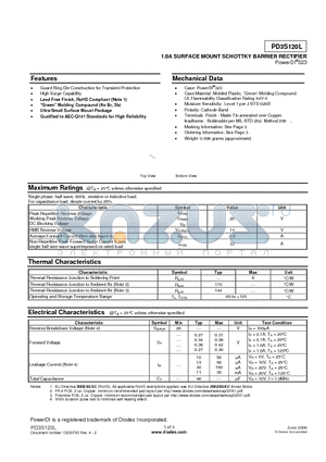 PD3S120L-7 datasheet - 1.0A SURFACE MOUNT SCHOTTKY BARRIER RECTIFIER