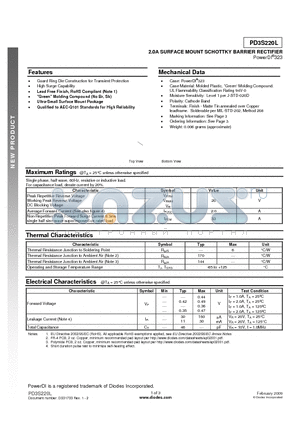 PD3S220L datasheet - 2.0A SURFACE MOUNT SCHOTTKY BARRIER RECTIFIER