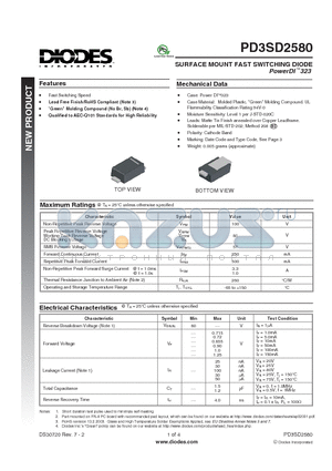 PD3SD2580-7 datasheet - SURFACE MOUNT FAST SWITCHING DIODE