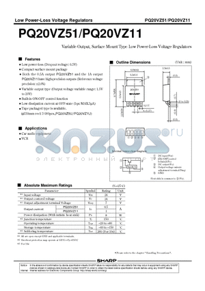 PQ20VZ51 datasheet - Variable Output, Surface Mount Type Low Power-Loss Voltage Regulators
