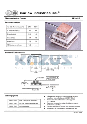 MI2021T-03 datasheet - Thermoelectric Cooler