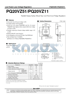 PQ20VZ5U datasheet - Variable Output, Surface Mount Type Low Power-Loss Voltage Regulators