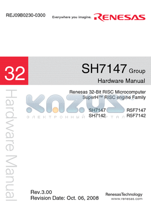 R5F7142 datasheet - 32-Bit RISC Microcomputer SuperH RISC engine Family