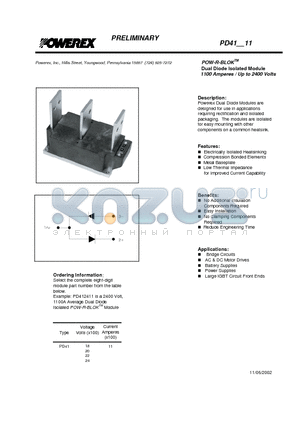 PD412411 datasheet - POW-R-BLOK Dual Diode Isolated Module (1100 Amperes / Up to 2400 Volts)