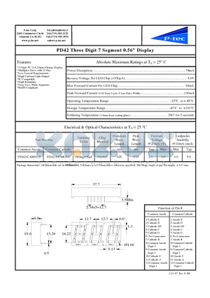 PD42-CAMO12 datasheet - Three Digit 7 Segment 0.56 Display