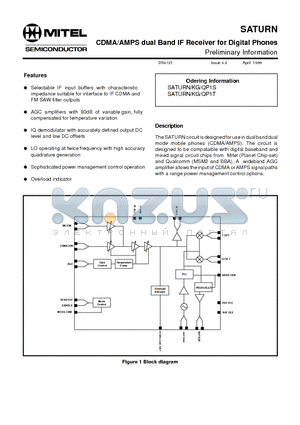 SATURN datasheet - CDMA/AMPS dual Band IF Receiver for Digital Phones