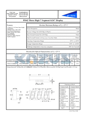 PD42-CCMR21 datasheet - Three Digit 7 Segment 0.56 Display