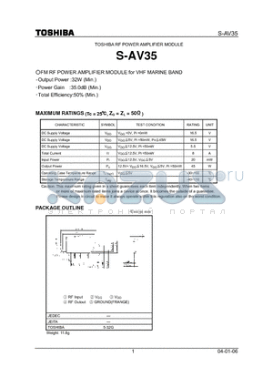 SAV35 datasheet - FM RF POWER AMPLIFIER MODULE for VHF MARINE BAND