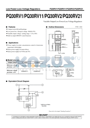 PQ30RV1 datasheet - Variable Output Low Power-Loss Voltage Regulators