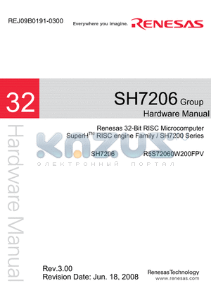 R5S72060W200FPV datasheet - 32-Bit RISC Microcomputer SuperHTM RISC engine Family / SH7200 Series