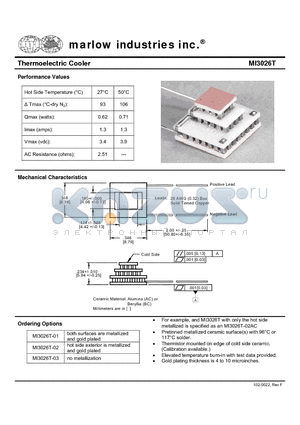 MI3026T-01 datasheet - Thermoelectric Cooler