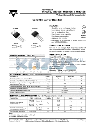 MI3045S-E3/4W datasheet - Schottky Barrier Rectifier