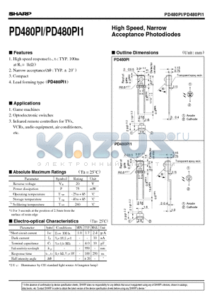 PD480 datasheet - High Speed, Narrow Acceptance Photodiodes