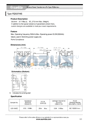 PQ3537 datasheet - General Power Transformer