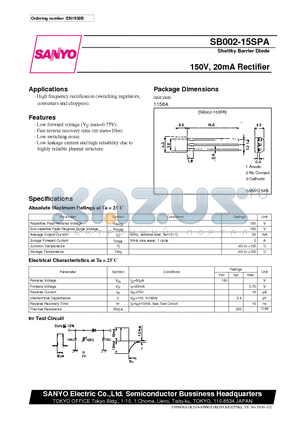 SB002-15SPA datasheet - 150V, 20mA Rectifier