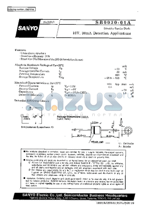 SB0030-01 datasheet - 10V, 30mA Detection Applications