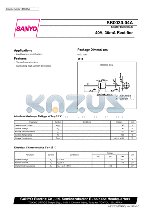 SB0030-04A datasheet - 40V, 30mA Rectifier