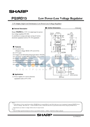 PQ3RD13 datasheet - 3.3V Output, High Cost Performance Low Power-Loss Voltage Regulator