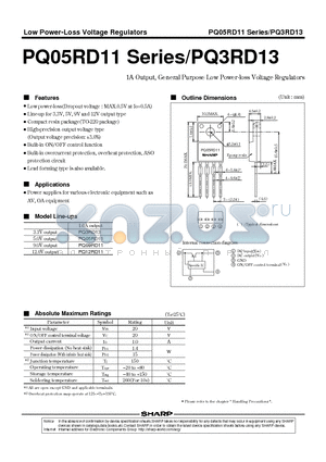 PQ3RD13 datasheet - 1A Output, General Purpose Low Power-loss Voltage Regulators