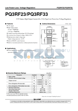 PQ3RF23 datasheet - 3.3V Output, High Output Current (2A, 3.5A) Type Low Power-loss Voltage Regulators