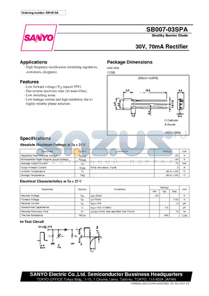 SB007-03SPA datasheet - 30V, 70mA Rectifier