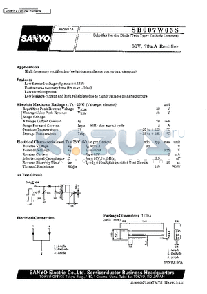 SB007W03S datasheet - 30V, 70mA Rectifier