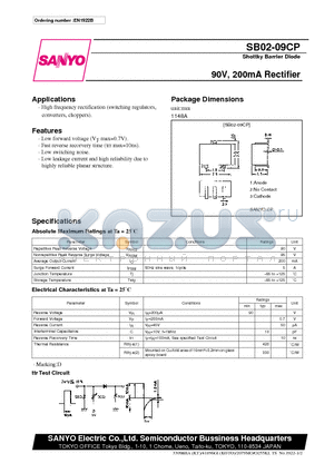 SB02-09CP datasheet - 90V, 200mA Rectifier