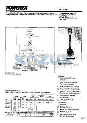 R6110130 datasheet - General Purpose Rectifier (200-300 Amperes Average 1200 Volts)