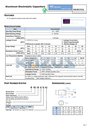 MI50V330MTA8X7 datasheet - Aluminum Electrolytic Capacitors