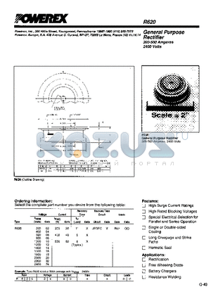 R6201430 datasheet - General Purpose Rectifier (300-500 Amperes Average 2400 Volts)