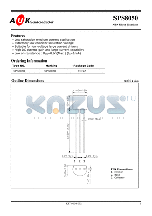 SPS8050 datasheet - NPN Silicon Transistor