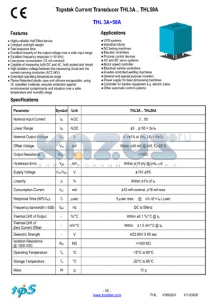 THL31A datasheet - Topstek Current Transducer