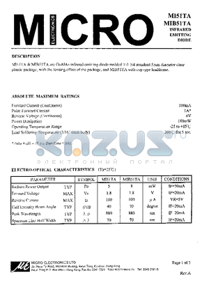 MIB51TA datasheet - INFRARED EMITTING DIODE