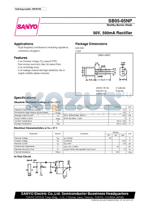 SB05-05 datasheet - 50V, 500mA Rectifier