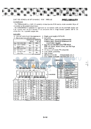 THM402020SG-10 datasheet - 2,097,152 WORDSx40 BIT DYNAMIC RAM MODULE