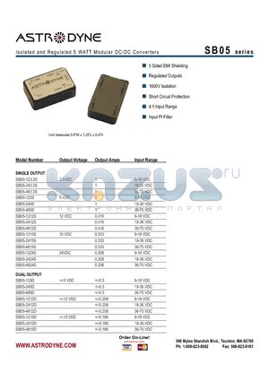 SB05-2415D datasheet - Isolated and Regulated 5 WATT Modular DC/DC Converters