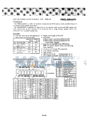 THM402020SG-80 datasheet - 2,097,152 WORDSx40 BIT DYNAMIC RAM MODULE