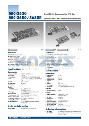 MIC-3680 datasheet - 8-port RS-232 Communication CPCI Card