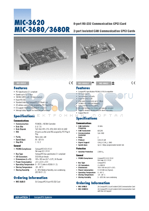 MIC-3680-3 datasheet - 8-port RS-232 Communication CPCI Card