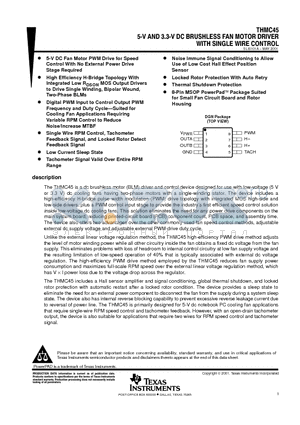 THMC45 datasheet - 5-V AND 3.3-V DC BRUSHLESS FAN MOTOR DRIVER WITH SINGLE WIRE CONTOL