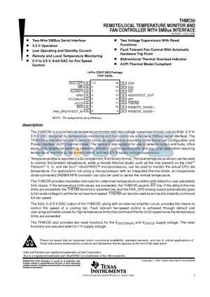 THMC50 datasheet - REMOTE/LOCAL TEMPERATURE MONITOR AND FAN CONTROLLER WITH SMBus INTERFACE