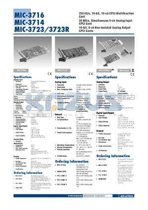 MIC-3723R datasheet - 250 kS/s, 16-bit, 16-ch CPCI Multifunction Card