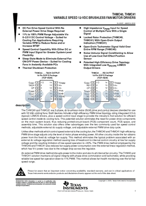 THMC41 datasheet - VARIABLE SPEED 12-VDC BRUSHLESS FAN MOTOR DRIVERS