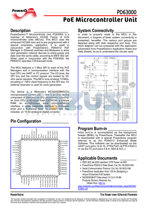 PD63000 datasheet - PoE Microcontroller Unit