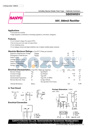 SB05W05V datasheet - 50V, 500mA Rectifier