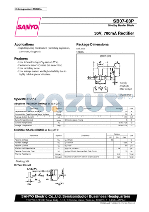 SB07-03 datasheet - 30V, 700mA Rectifier